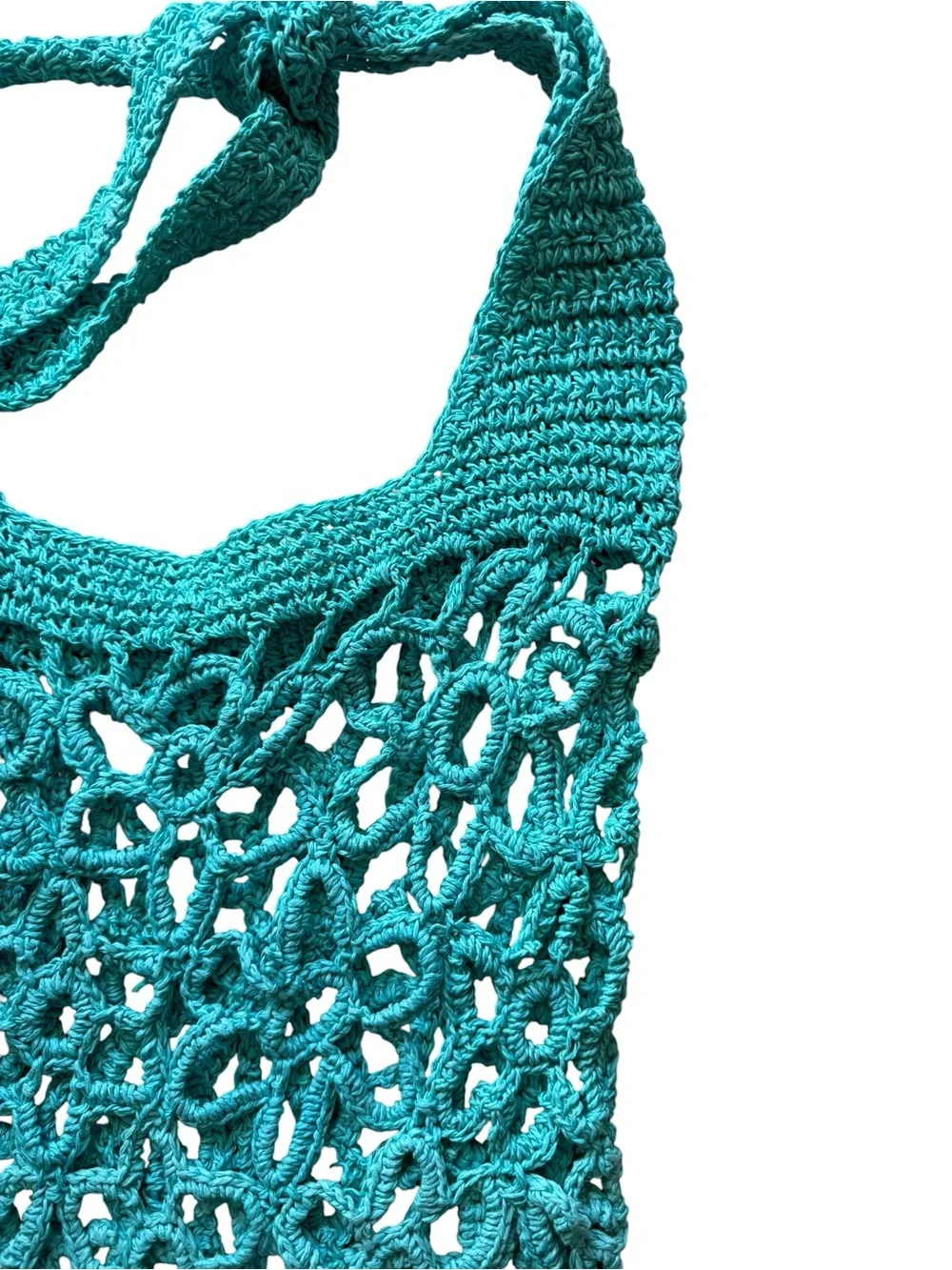 Urban Outfitters Turquoise Crochet Floral 100% Raffia Hobo Shoulder Beach Bag
